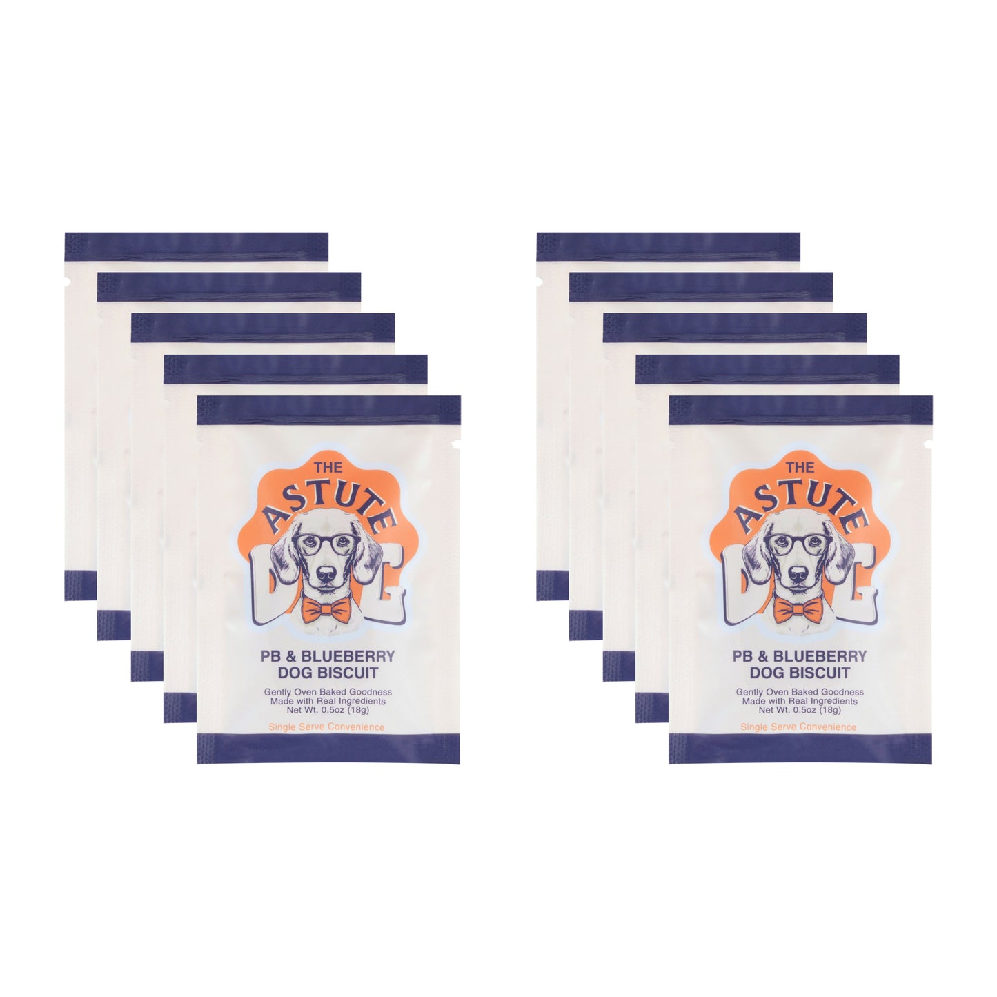 Peanut Butter & Blueberry Dog Biscuits (10 Single Serve Pouches)