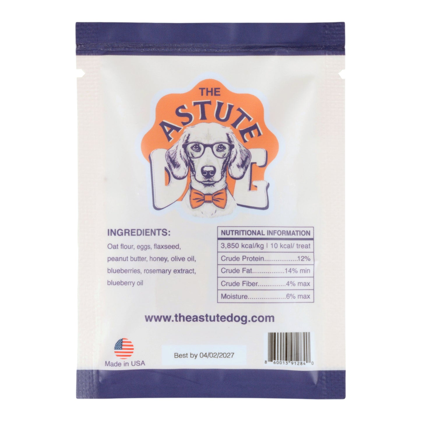 Peanut Butter & Blueberry Dog Biscuits (10 Single Serve Pouches)
